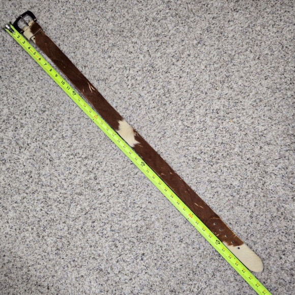 Genuine Cowhide Hair On Hide Leather Belt Womens 36 Brown White - Picture 10 of 15